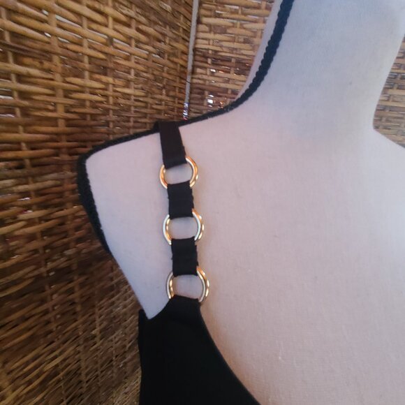 Victoria Secret 36DD Very Sexy Push Up Bra 36DD Black Gold Metal Circles Straps - Picture 2 of 6